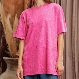 Davi & Dani Glitter Pattern Short Sleeve Round neck top - NWT - S